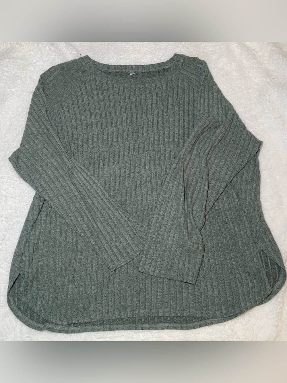 Womens Ribbed scoop neck Sweater - Green